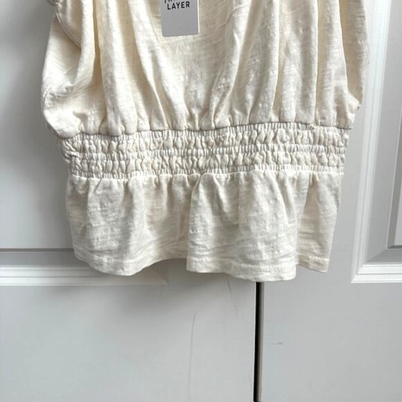 Marine Layer NWT Dylan Smocked Tank 100% Cotton Size: Small Color: Ant. White - Picture 5 of 10